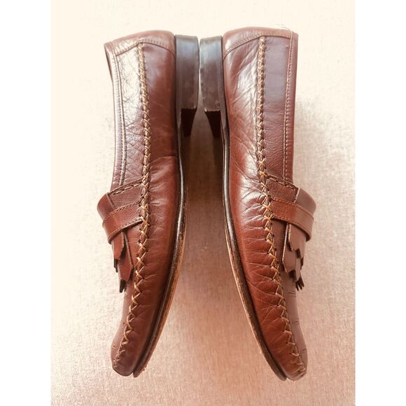 Giorgio Brutini VTG Preppy Tailored Leather Dressy Brown Loafers Men Shoes 10 main image 6